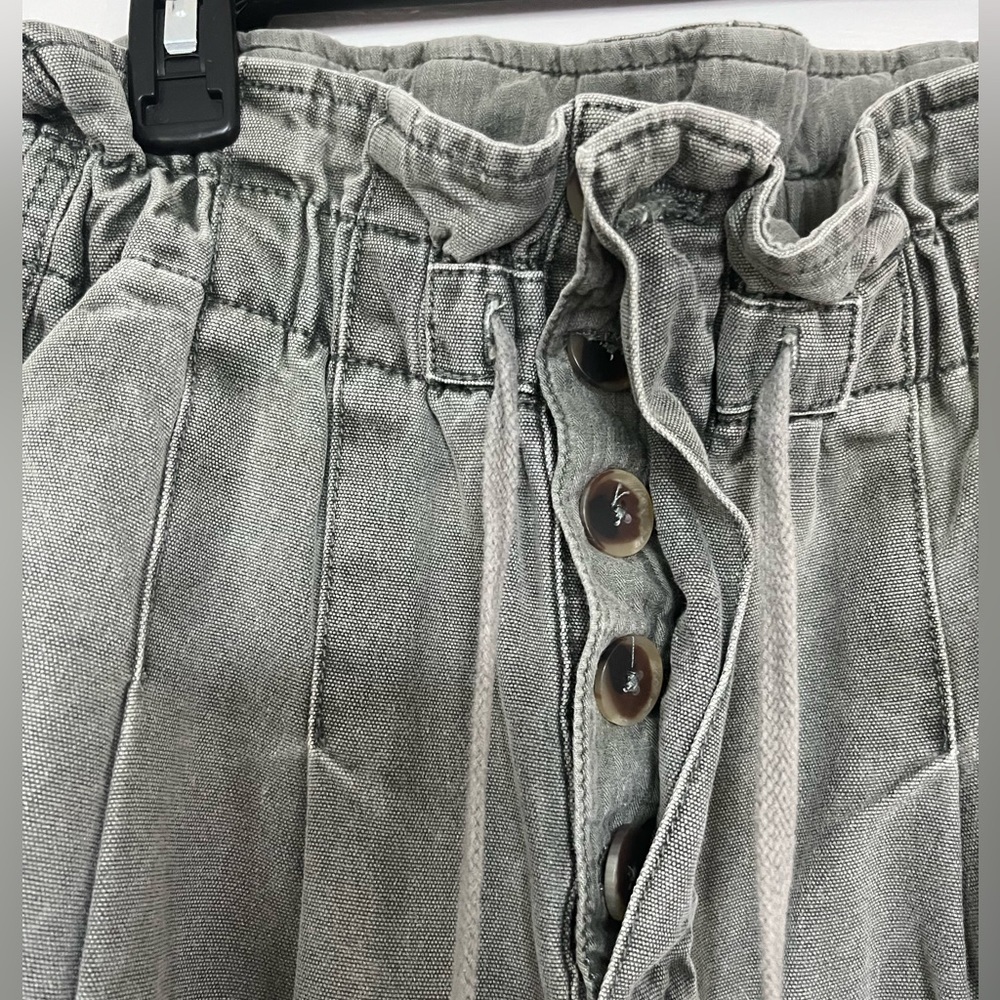 Free People Green High Rise Cropped Harem Paperbag Pants